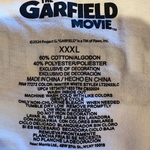 Garfield Women’s Front and Back Graphic Tee with Short Sleeves, Size XXXL - Picture 4 of 7